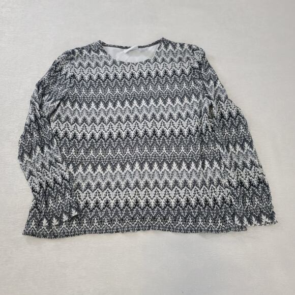 Alfred Dunner ladies top Glitter holiday black/silver Size Large Holiday party - Picture 5 of 9